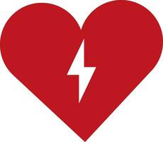 röd hjärta med blixt- i de Centrum vektor