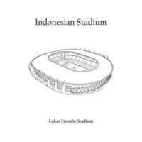 grafisk design av de lukas enembe stadion, jayapura stad, persipura jayapura Hem team. internationell fotboll stadion i indonesiska. vektor