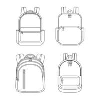 Rucksack Gliederung Gekritzel. isoliert Rucksack Linie Vektor Illustration