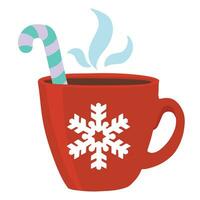 varm choklad med marshmallows för fira xmas jul på vinter- illustration vektor