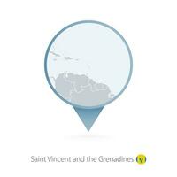 Karte Stift mit detailliert Karte von Heilige Vincent und das Grenadinen und benachbart Länder. vektor