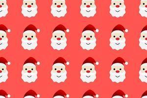 Santa claus Weihnachten Kopf nahtlos Muster auf rot Hintergrund. Vektor Illustration.