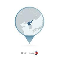 Karta stift med detaljerad Karta av norr korea och angränsande länder. vektor