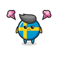 verärgerter Ausdruck der niedlichen schwedischen Flaggen-Zeichentrickfigur vektor