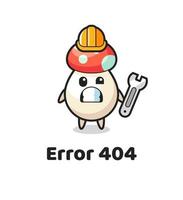 Fehler 404 mit dem süßen Pilz-Maskottchen vektor