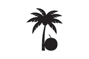 en svart silhuett kokos träd ClipArt på en vit bakgrund vektor