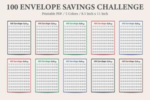 100 Briefumschlag Ersparnisse, Ersparnisse Tracker 100, Geld Herausforderung Druckbar, finanziell Herausforderung, 100 Wochen Einsparungen: 100 Briefumschlag Budget, Einsparungen Planer vektor