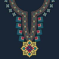 schön Ausschnitt stickerei.geometrisch ethnisch orientalisch Muster traditionell auf schwarz Hintergrund.aztec Stil, abstrakt, Vektor, Illustration.Design zum Textur, Stoff, Kleidung, Mode Frauen tragen, drucken. vektor