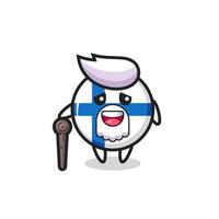 süßes finnisches Flaggenabzeichen Opa hält einen Stock vektor
