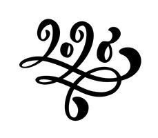 Handtecknad vektor bokstäver kalligrafi svart nummer text 2020