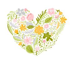 Vektor illustration av färgglada blommor i hjärtform