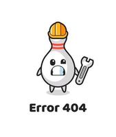Fehler 404 mit dem niedlichen Bowling-Pin-Maskottchen vektor