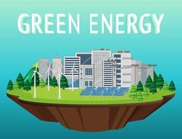 grön energi som genereras av vindkraftverk och solpaneler vektor