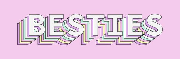 besties logotypdesign på rosa bakgrund vektor