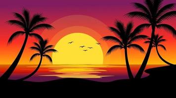 tropischer strand sonnenuntergang hintergrund vektor