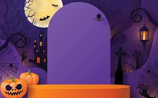 halloween festival bakgrundsdesign med 3d podium vektor