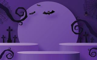 Halloween-Festival-Hintergrunddesign mit 3D-Podium vektor