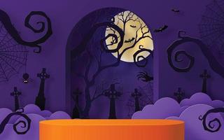 Halloween-Festival-Hintergrunddesign mit 3D-Podium vektor