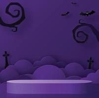 Halloween-Festival-Hintergrunddesign mit 3D-Podium vektor