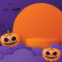 Halloween-Festival-Hintergrunddesign mit 3D-Podium vektor