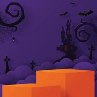 halloween festival bakgrundsdesign med 3d podium vektor