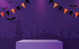 Halloween-Festival-Hintergrunddesign mit 3D-Podium vektor