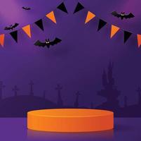 Halloween-Festival-Hintergrunddesign mit 3D-Podium vektor