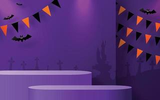 Halloween-Festival-Hintergrunddesign mit 3D-Podium vektor