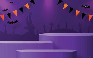 Halloween-Festival-Hintergrunddesign mit 3D-Podium vektor
