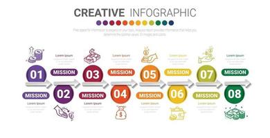 Infografik-Design-Vorlage mit den Nummern 8 Option vektor