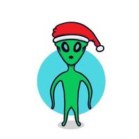 Weihnachtsmann Alien in Weihnachtsmütze vektor
