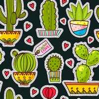 Ställ in modefläckar, broscher med kaktusar vektor