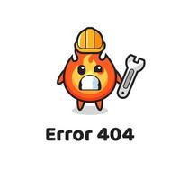 Fehler 404 mit dem süßen Feuermaskottchen vektor
