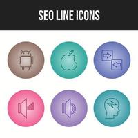 6 vackra företag och seo icon setvvv vektor
