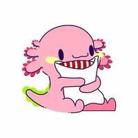 söt axolotl kram pose vektor illustration
