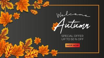 Herbst-Promo-Verkauf-Vektor-Illustration schwarzer Hintergrund vektor