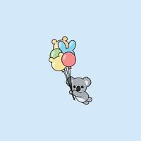 söt koala håller ballonger tecknad, vektor illustration