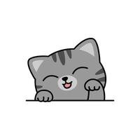 söt grå katt tecknad, vektor illustration