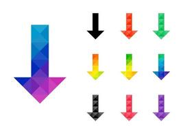 Satz von bunten Pfeil-nach-unten-Zeiger vektor