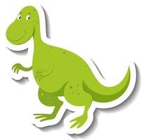 söt grön dinosaurie tecknad karaktär klistermärke vektor
