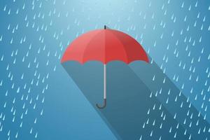 roter Regenschirm mit Regentropfen. vektor