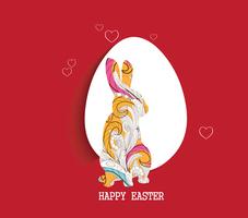 lycklig påsk med doodle blommig kanin bildram vektor