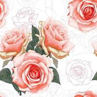 seamless mönster blommig rosa pastell ros blommor abstrakt bakgrund. vektor