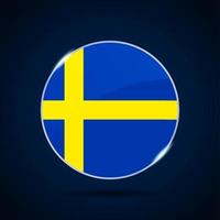 sveriges nationella flagga cirkel knapp ikon vektor