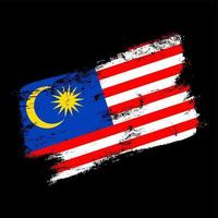 malaysia flagga grunge pensel bakgrund. vektor
