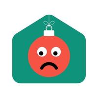 hem jul illustration med emoji sorgligt ansikte vektor