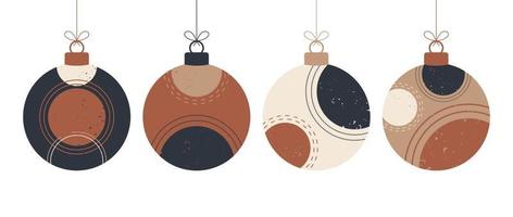 doodle boho christmas concept balls set vektor