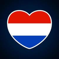 niederländische Flagge in Form eines Herzens. vektor