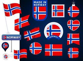 Norwegen Flagge Vektor-Sammlung. vektor