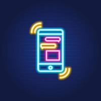 Neon-Symbol für mobiles Chatten vektor